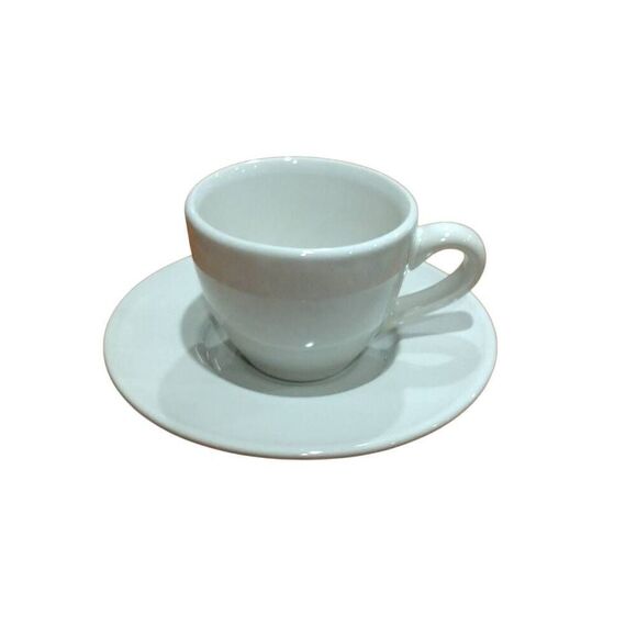 2 Krups Espresso Cup Sets, 4 2 1/2 Espresso Cups with Saucers, White Stoneware. - Picture 7 of 10